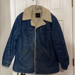 Vintage Maverick Ranch Coat Sherpa Lined Denim Jacket